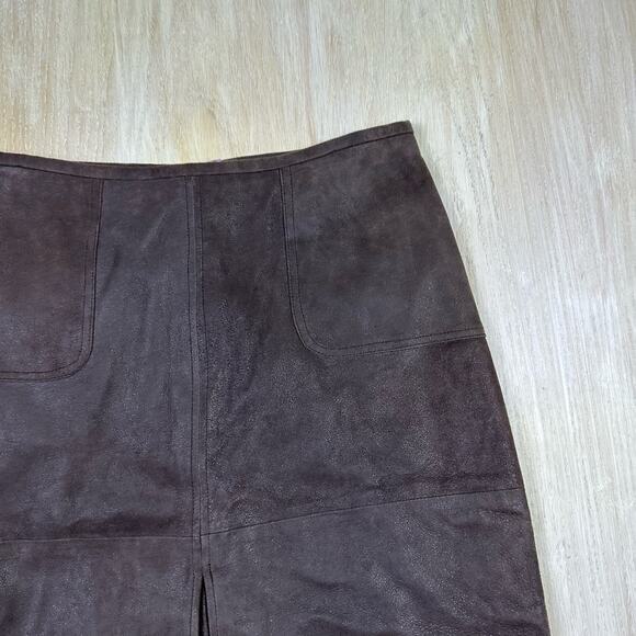 Pow Wow 100% Leather Classic Chic Elegant Workwear Professional Pencil Skirt 10 - Picture 3 of 13